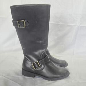 NWT Ruum Girls Brown Knee-High Faux Leather Boots Buckle Size 2 See Photos